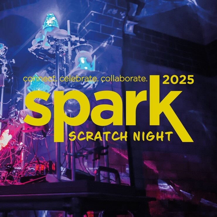 Spark Scratch NIght 2025 Yellow text