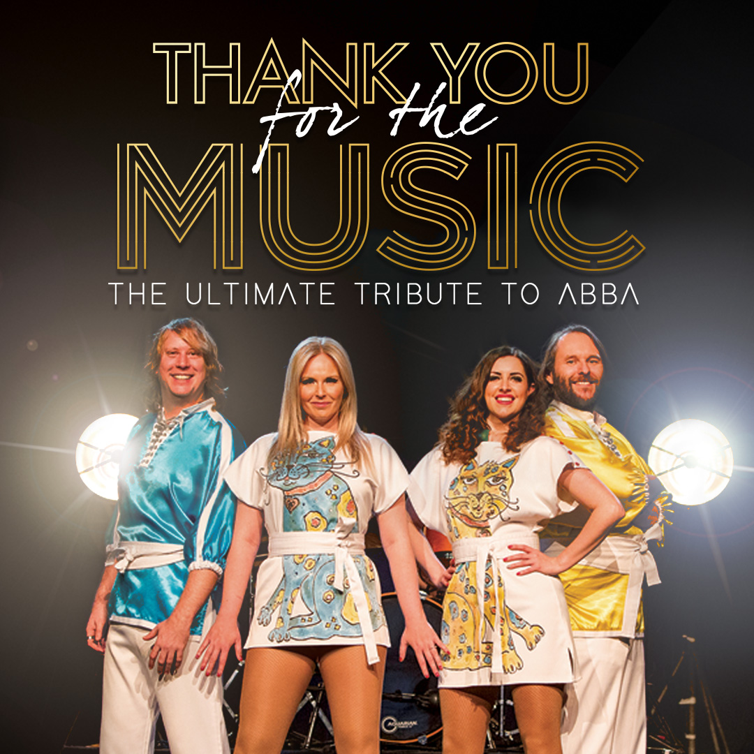 Thank you For the Music poster with 2 men and 2 women